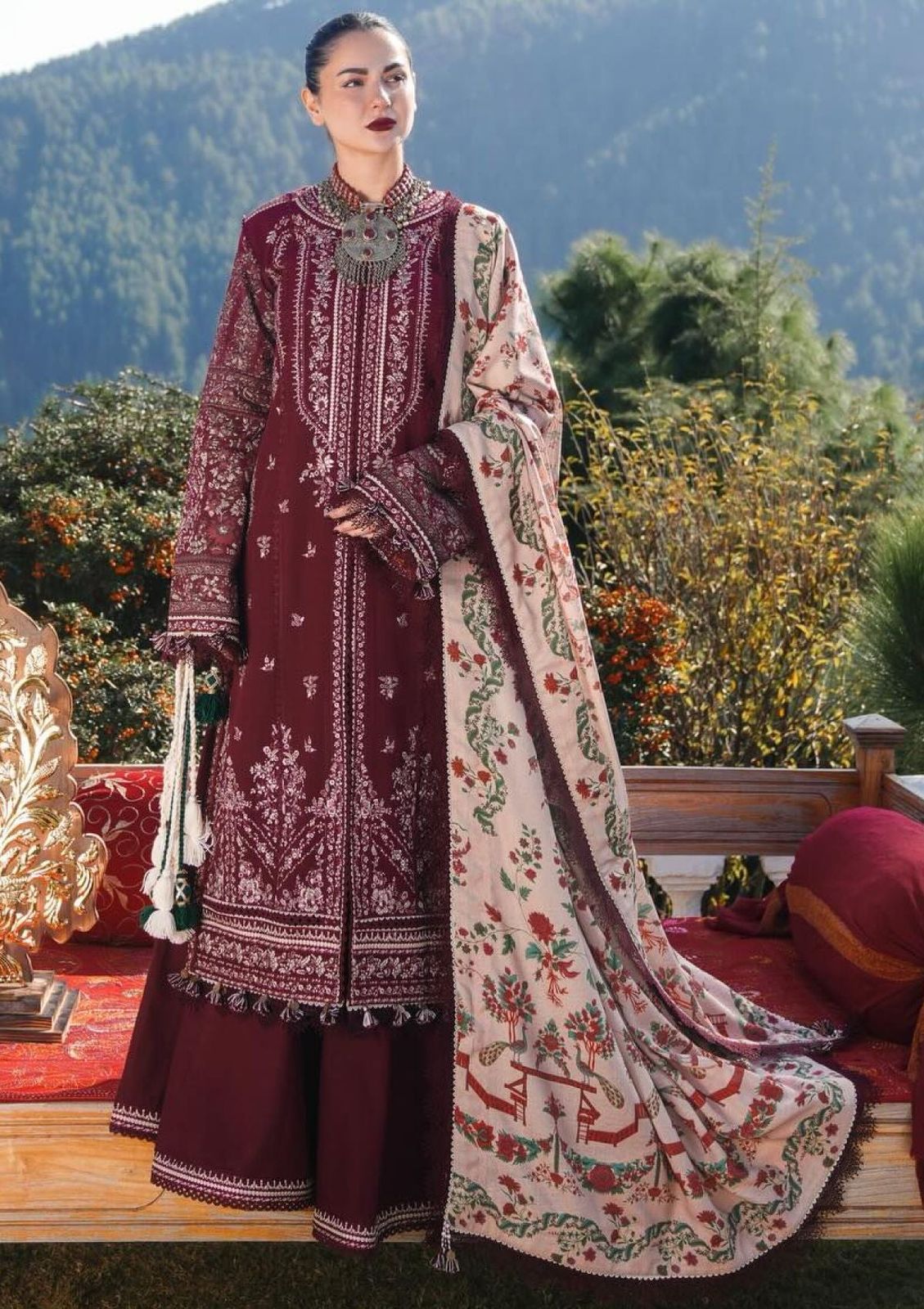 HUSSAIN REHAR lawn embroidered luxury patch work unstitched 3pc✓