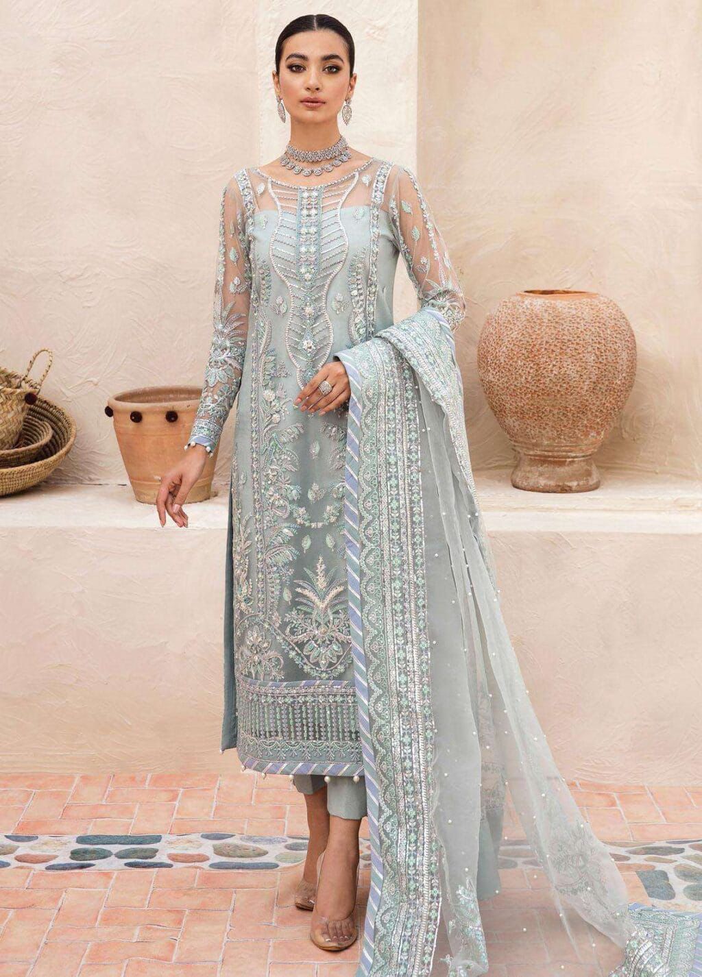 GULAAL organza embroidered luxury formal unstitced 3pc✓