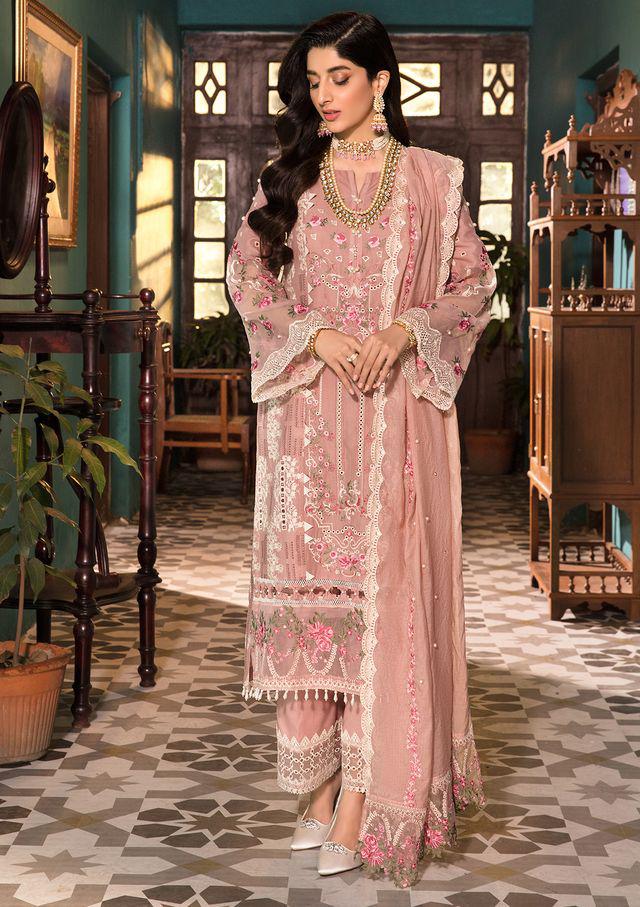 ELAF scifflie embroidered luxury lawn cotton summer unstitced 3pc ✓