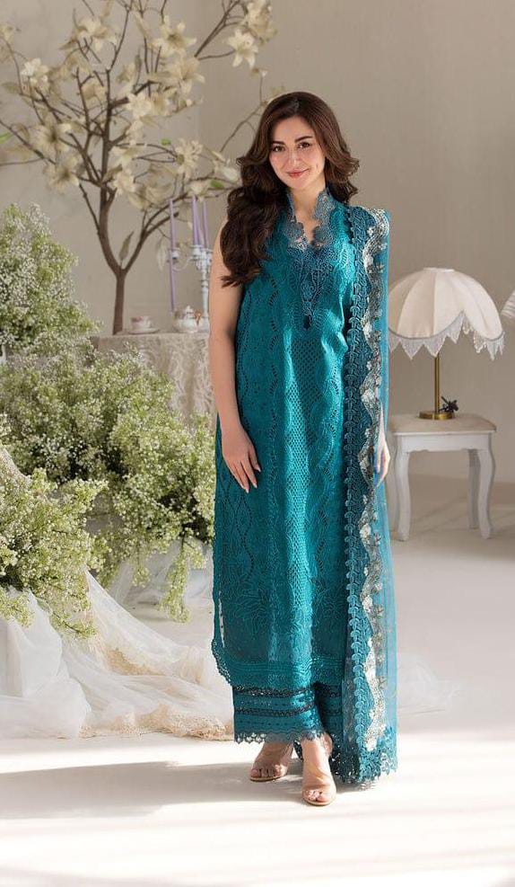 SOBIA NAZEER cotton chikenkari embroidered luxury formal unstitced 3pc✓