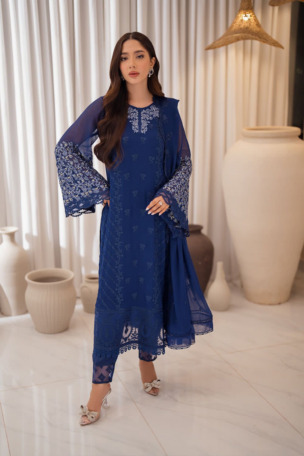 AZURE chiffion embroidered luxury unstitched 3pc✓